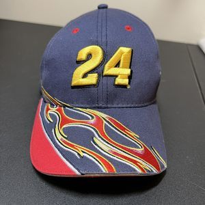 Vtg Chase Authentics Jeff Gordon #24 NASCAR Strap Back Hat Cap Flames‎